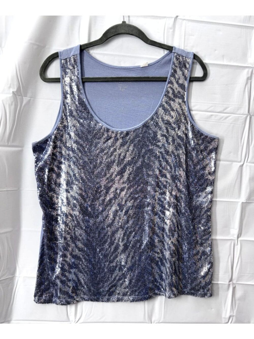 By Chicos Periwinkle Blue with Sequins Glam Tank Top Womens Size 3 Party Top